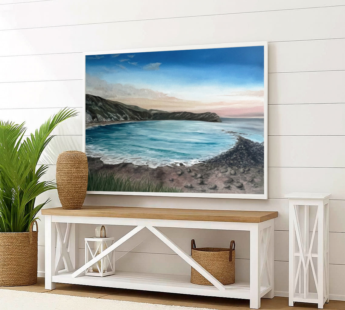 Modern_Contemporary_Seascape_Fine_Art_oil_painting_by_magda_malak_the Belonging Lulworth Cove British Coast