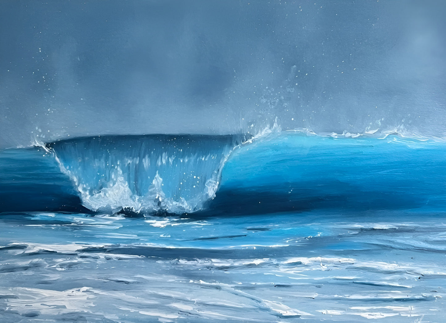 Modern contemporary seascape print featuring reflective ocean light and atmospheric blue tones by Magda Malak