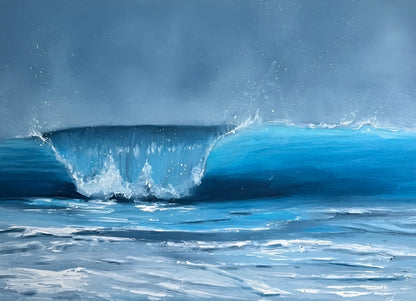 Modern contemporary seascape print featuring reflective ocean light and atmospheric blue tones by Magda Malak