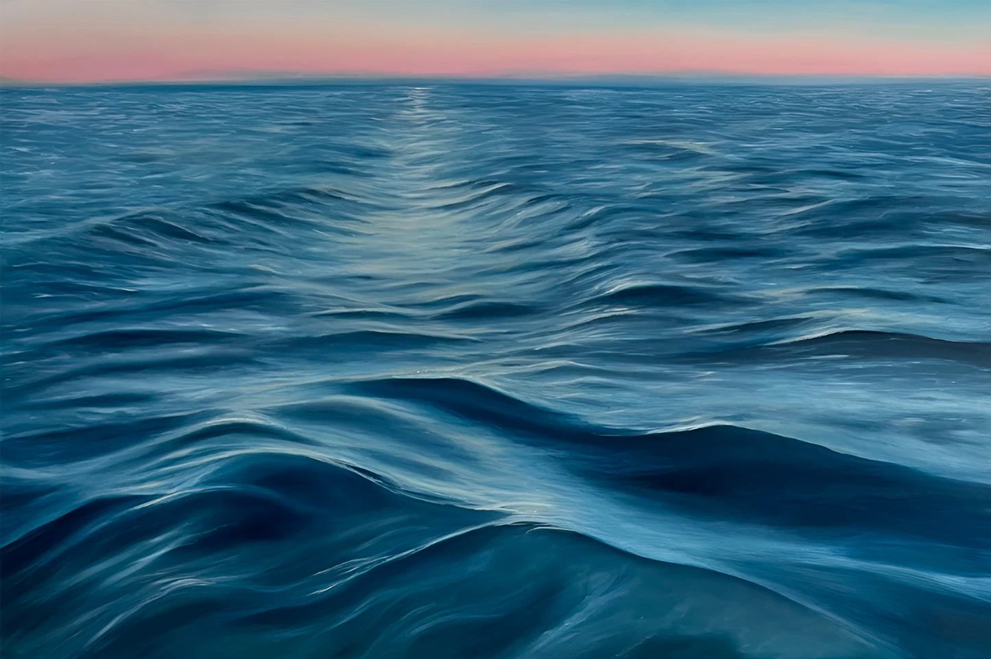 Modern contemporary seascape print featuring reflective ocean light and atmospheric blue tones by Magda Malak