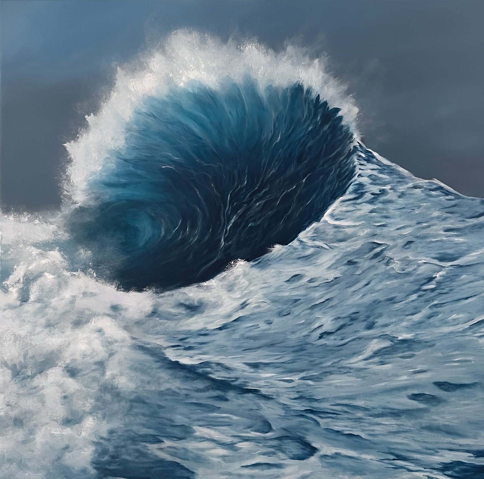 Modern contemporary seascape print featuring reflective ocean light and atmospheric blue tones by Magda Malak