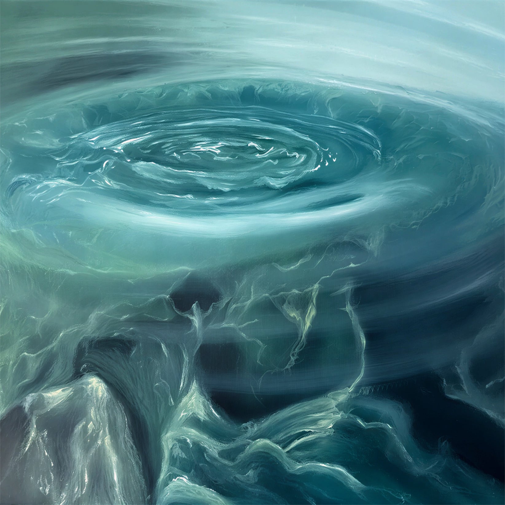 Modern contemporary seascape print featuring reflective ocean light and atmospheric blue tones by Magda Malak