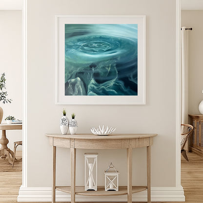 Modern contemporary seascape print featuring reflective ocean light and atmospheric blue tones by Magda Malak