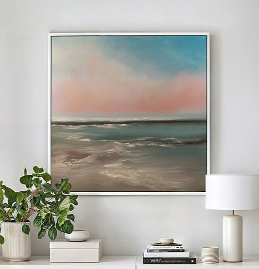The Calling Original Oil Seascape Framed Canvas Wall Art - Magda Malak Art