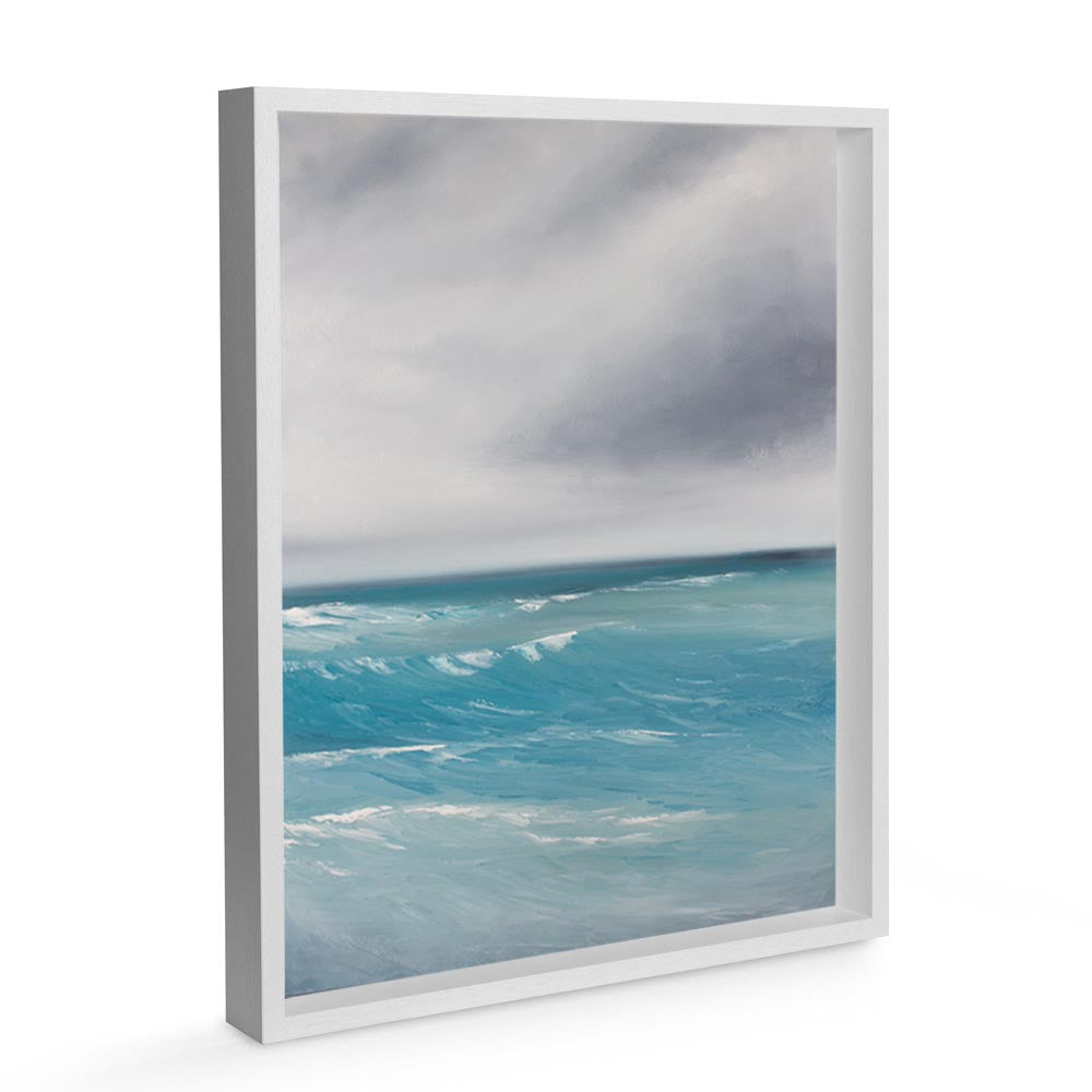 Exhale Original Oil Seascape Framed Canvas Wall Art - Magda Malak Art