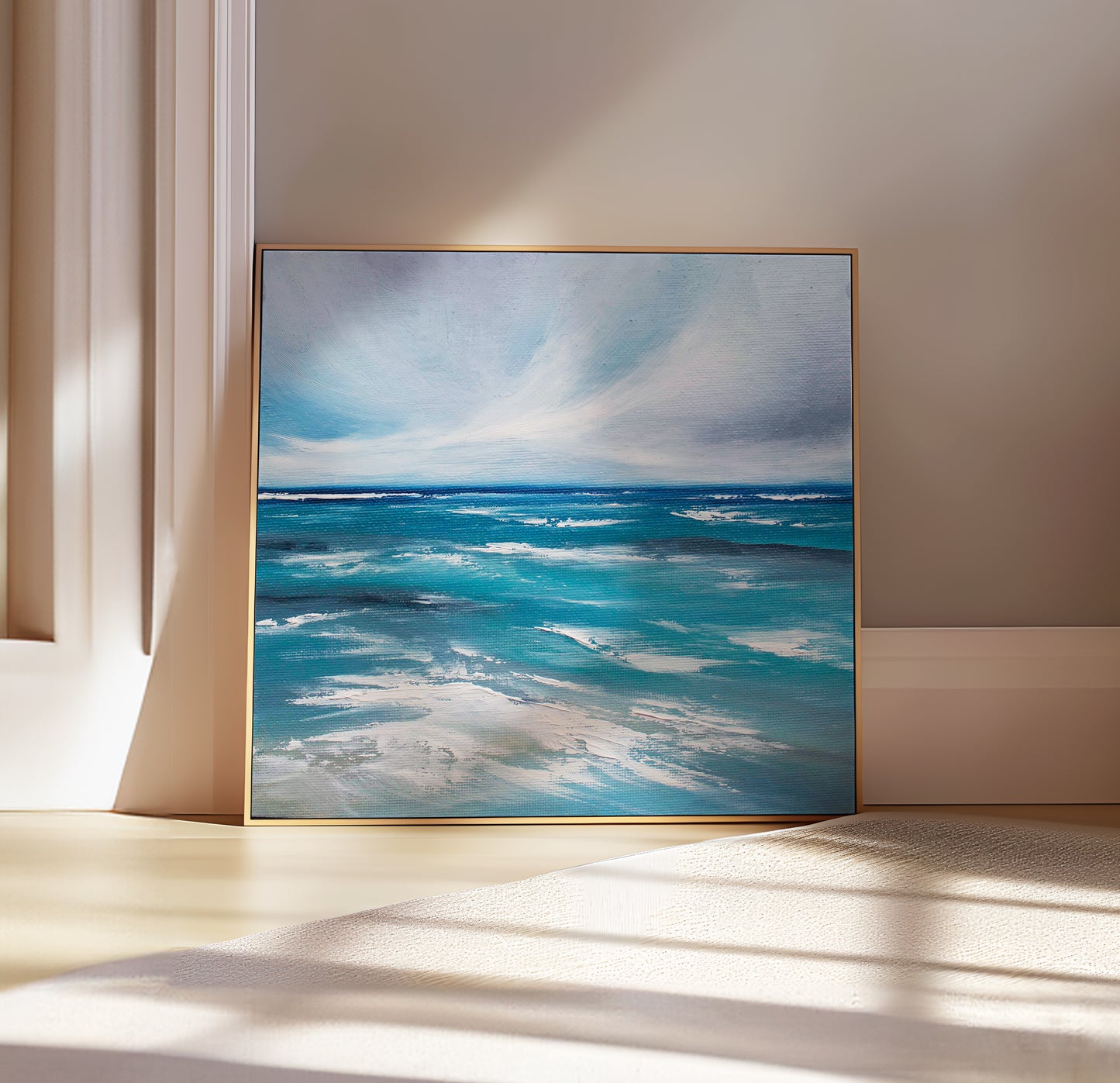 Rushing Waters Original Oil Seascape Framed Canvas Wall Art