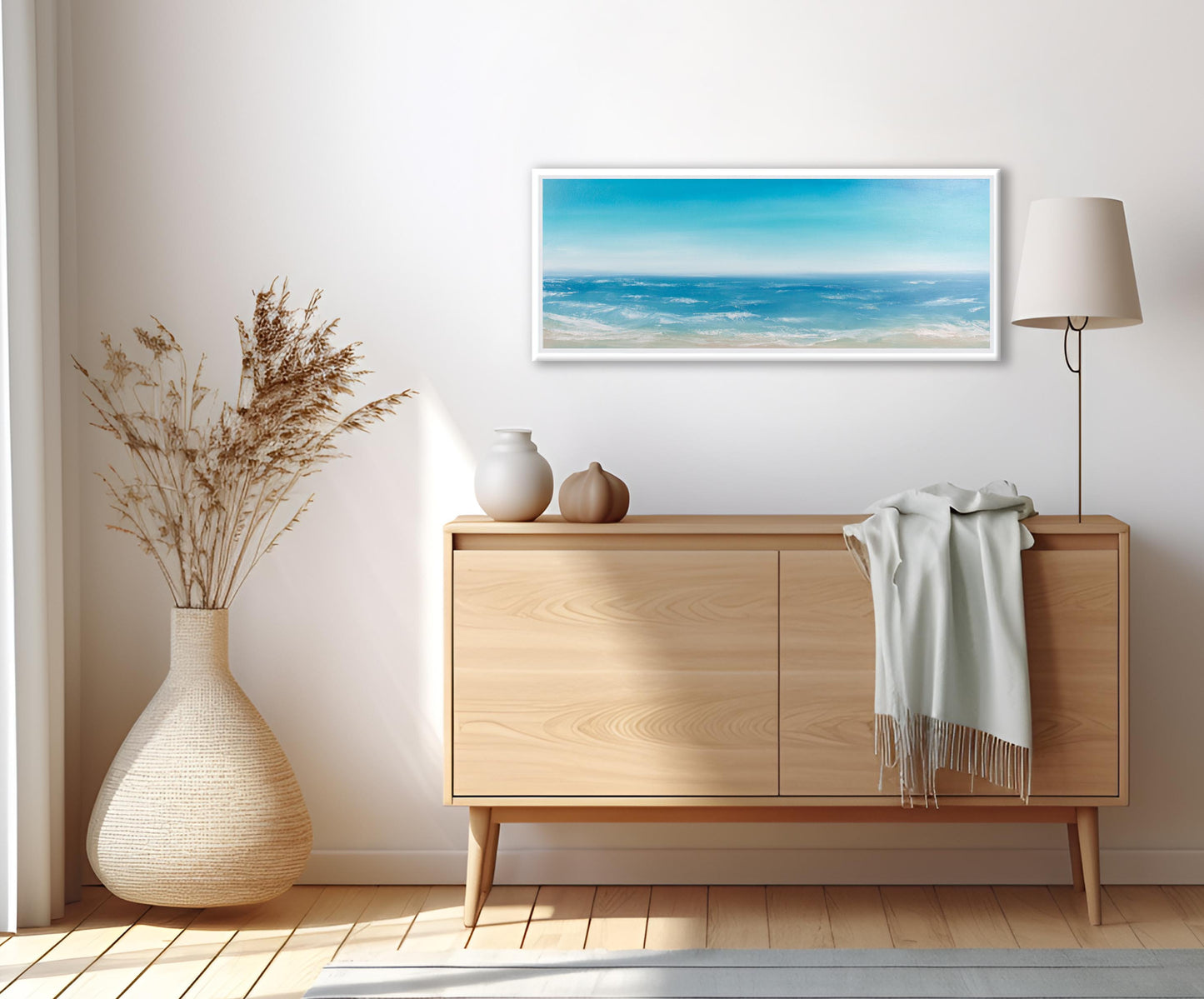 Summer Breeze Original Oil Seascape Framed Canvas Wall Art - Magda Malak Art