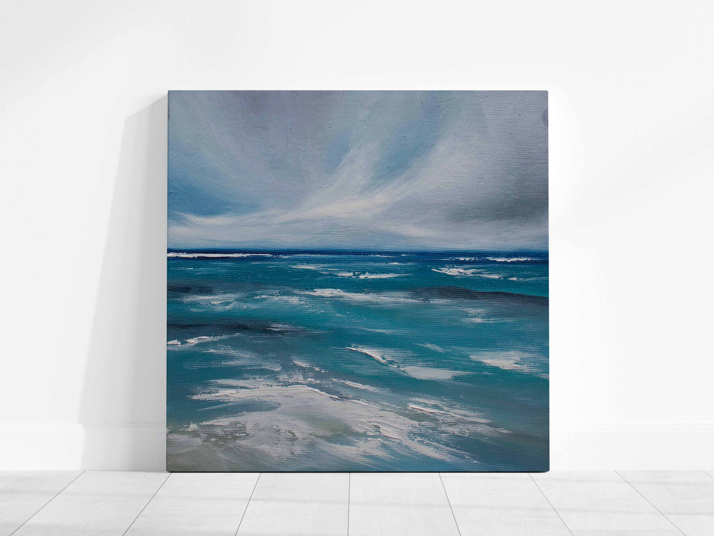 Rushing Waters Original Oil Seascape Framed Canvas Wall Art