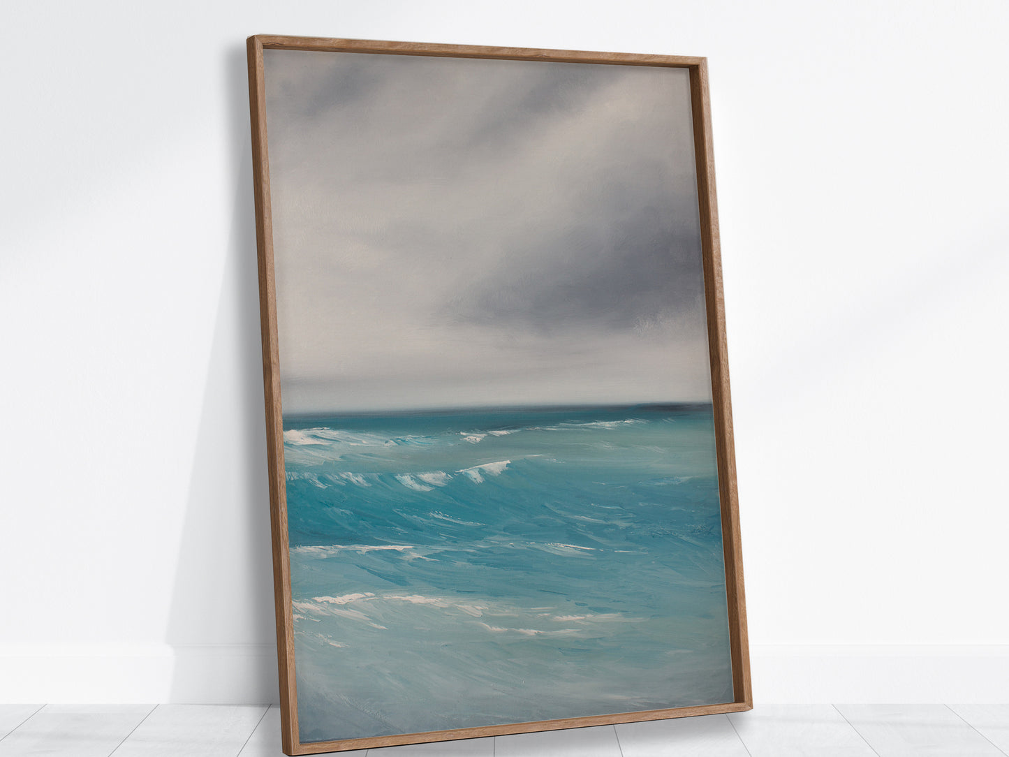 Exhale Original Oil Seascape Framed Canvas Wall Art - Magda Malak Art