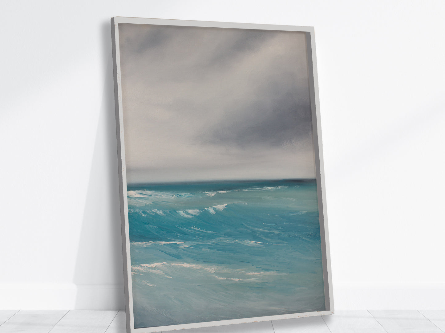 Exhale Original Oil Seascape Framed Canvas Wall Art - Magda Malak Art