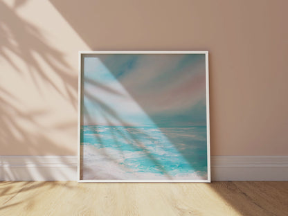 A Touch of Pink Original Oil Seascape Framed Canvas Wall Art