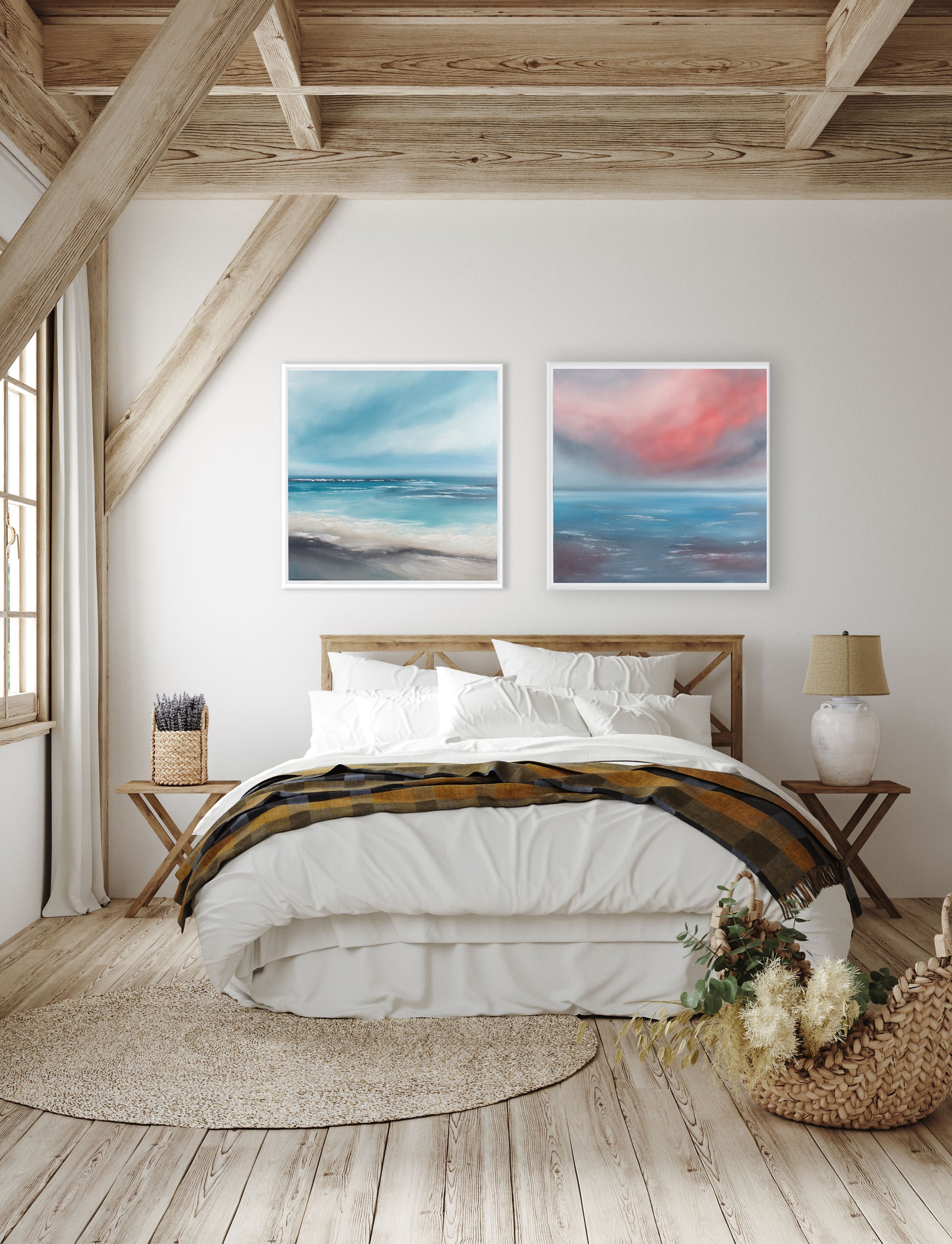 Soft Seas Original Oil Seascape Framed Canvas Wall Art - Magda Malak Art